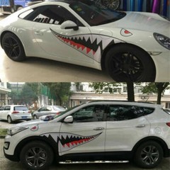 2pc 59″ Shark Mouth Tooth Stickers Vinyl Exterior Decal For Car Side Door Fender