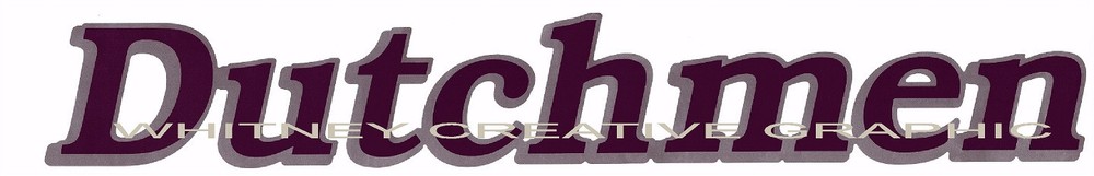 DUTCHMEN Older Style RV LOGO Lettering decal Purple with silver/gray outline