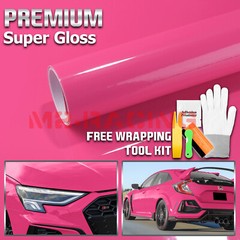 High Gloss Rose Red Glossy Car Vinyl Wrap Sticker Decal Sheet Film Air Release