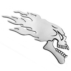 Motorbike Bike Fuel Tank Tribal Skull Flames Sticker Decals 2X 14cmx 6cm L/R