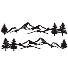 Car Side Body Stickers Mountain Tree Forest Graphic Decals Gloss Black Vinyl