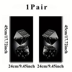 1Pair Black Dice Car Stickers Self-Adhesive B-Pillar Decals Scratch-Resistant