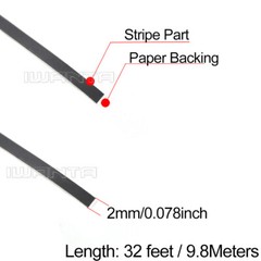 1/12″ 2mm Black & Matte Black Pinstriping Pin Stripe DIY Vinyl Decals Sticker