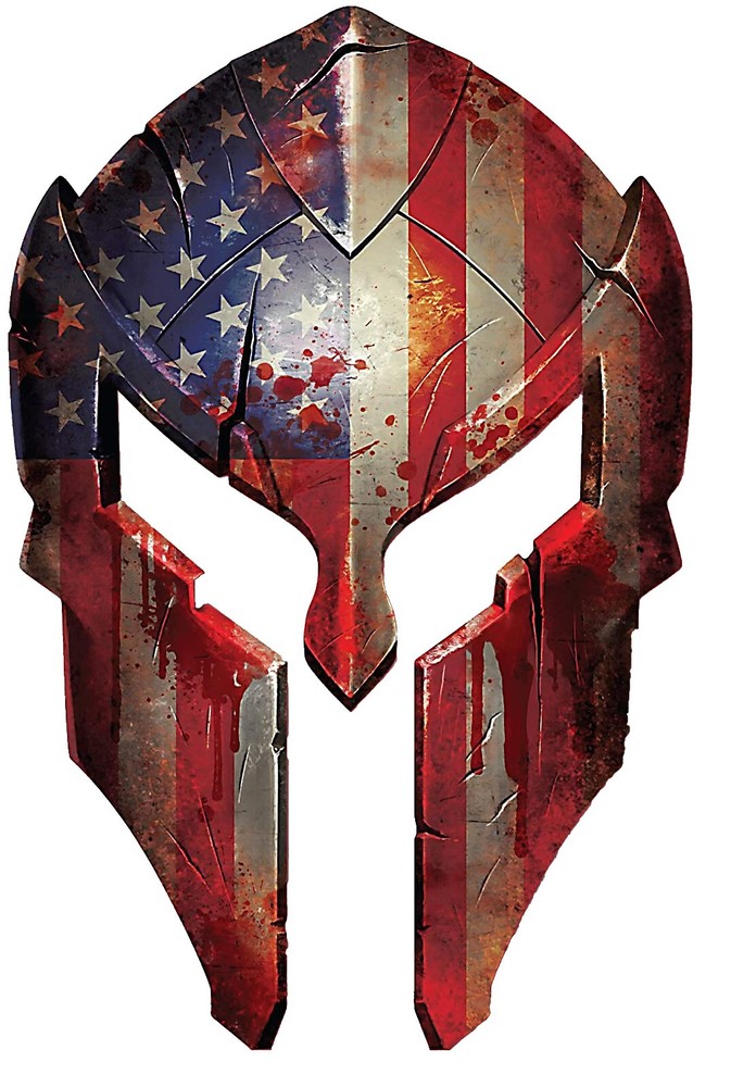 US Flag Spartan Helmet Gladiator Molon Labe Decal Sticker for Cars Truck Van