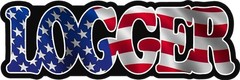 LOGGER American US USA Waving Flag Vinyl Hard Hart Sticker Decal VAR