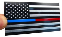 ALUMINUM Thin Blue Red Line Decal Sticker Law Enforcement, Police, Firefighter