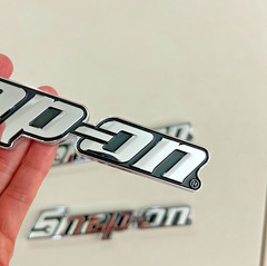 2PCs SNAP-ON TOOL BOX LOGO EMBLEM Chrome Silver Badge Decal 8″ INCH LONG – NEW