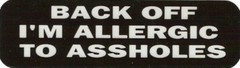Motorcycle Sticker for Helmets or toolbox #38 Back Off I’m Allergic to