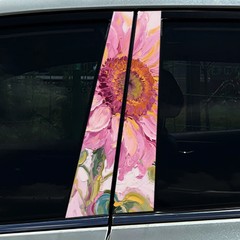 2pcs Sun Flower Creative Private Car Center Pillar B Pillar Protective Film