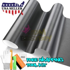Premium Brushed Aluminum Gray Steel Vinyl Wrap Sticker Film Decal Air Release