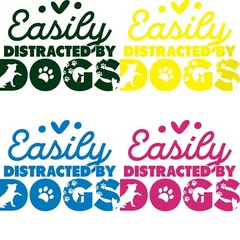 Vinyl Decal Car Signs Sticker – You Pick Size & Color Easily Distracted By Dogs