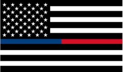 AmericanBLUE RED Line Black White BW Flag Police Firefighter Subdued Sticker VAR