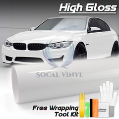 High Gloss Glossy White Car Vinyl Wrap Sticker Decal Sheet Film DIY Air Release