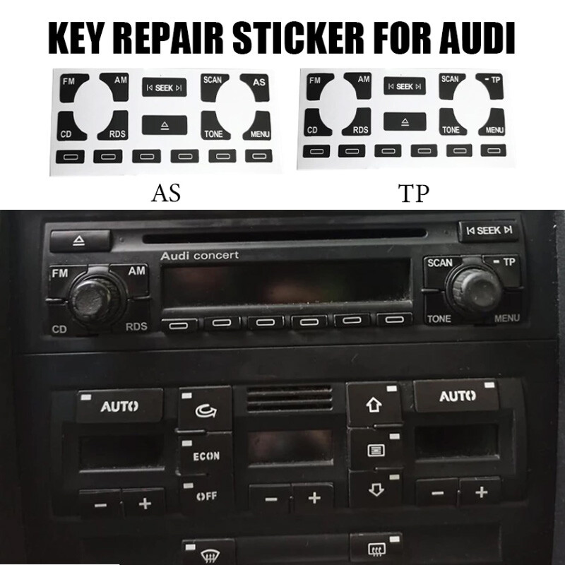 For Audi A4 A6 B6 B7 A2 A3 Black Concert Radio Stereo Button Repair Decal Kit