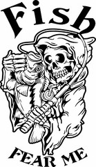 Fishing Grim Reaper Funny Bass Rod Reel Car Truck Window Vinyl Decal Sticker