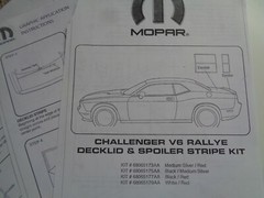 GENUINE MOPAR 68065179AA 2010-12 CHALLENGER V6 RALLYE DECKLID SPOILER STRIPE KIT