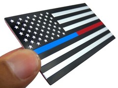 ALUMINUM Thin Blue Red Line Decal Sticker Law Enforcement, Police, Firefighter