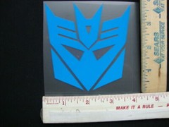 SET OF FOUR 4 INCH TRANSFORMERS DECEPTICON DECALS STICKERS WHITE RED BLACK BLUE