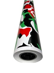 Red Green White Black Camo Vinyl Car Wrap Film Sheet +Free Tools (2 feet & up )