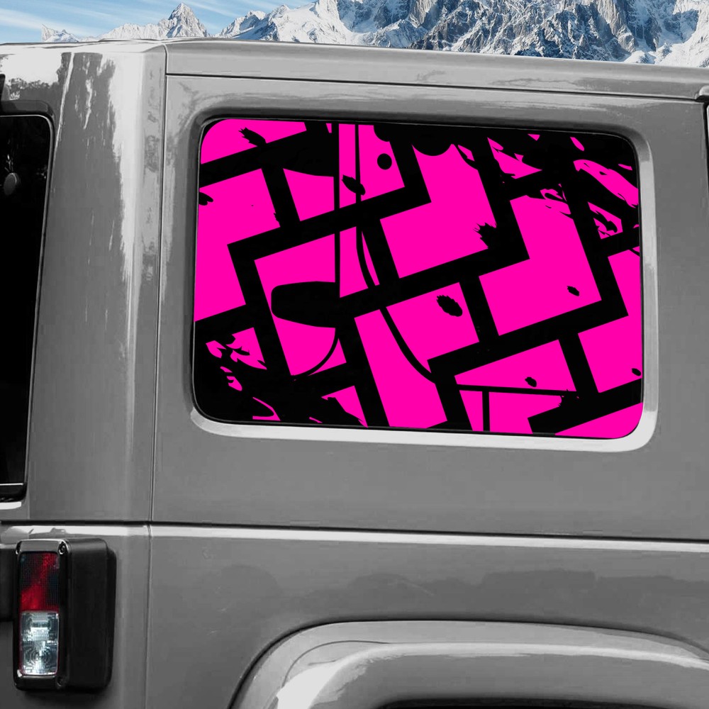 Rear Window Wrap Graphic Decal for Jeep Wrangler 2011-2020 TRACKS PINK