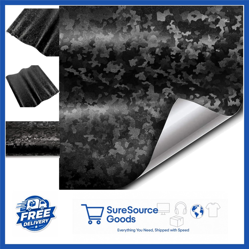 Automotive Vinyl Wrap Roll 1ft x 5ft Black Satin Finish for DIY Projects