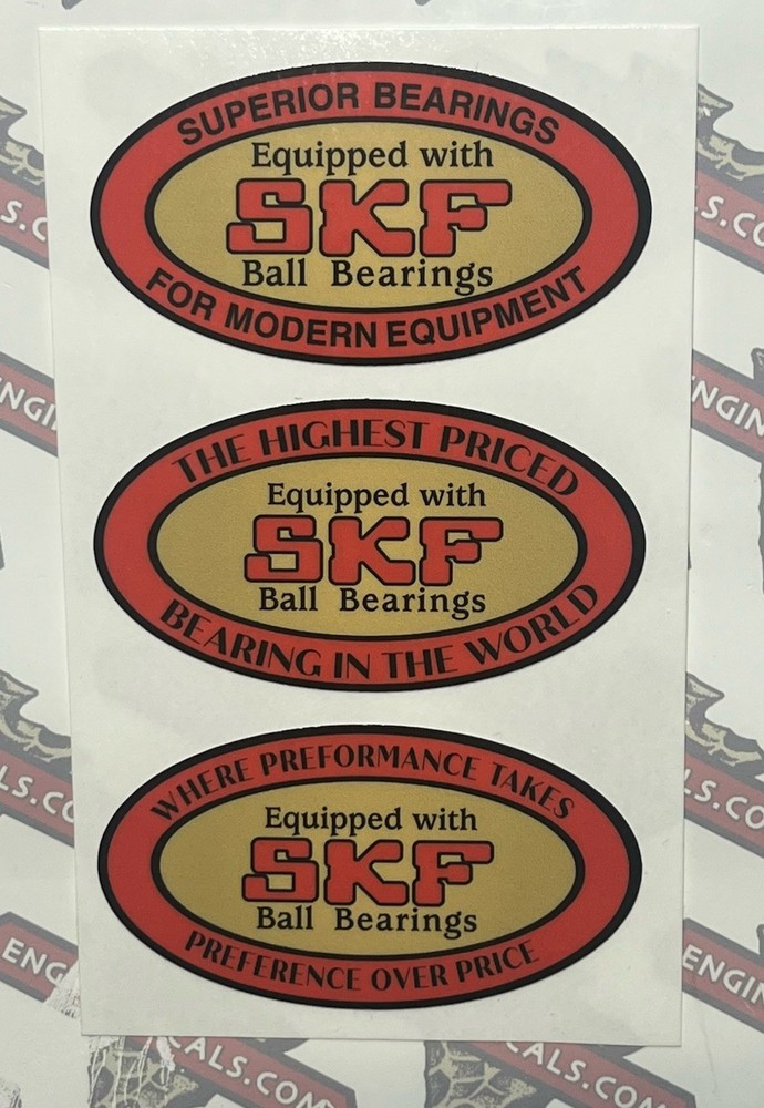 SKF bearing decal 1930’s Craftsman, 3 Version others 2-1/2″ 3 for 1 reproduction