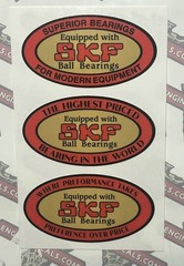 SKF bearing decal 1930’s Craftsman, 3 Version others 2-1/2″ 3 for 1 reproduction