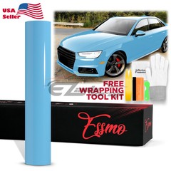 ESSMO PET Super Gloss Baby Blue Car Vehicle Vinyl Wrap Decal Glossy Like Paint