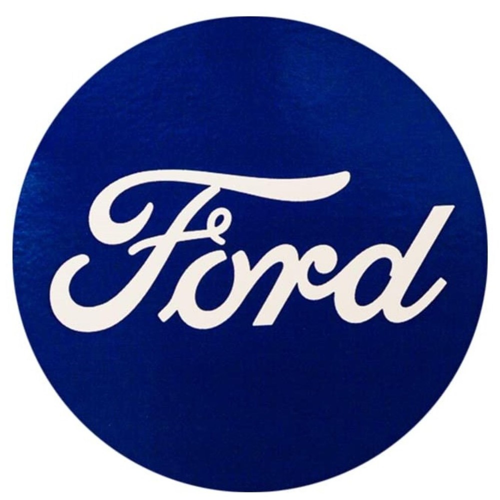 Classic Ford Logo Vinyl Sticker – 4″ Round Round, Blue