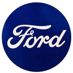 Classic Ford Logo Vinyl Sticker – 4″ Round Round, Blue