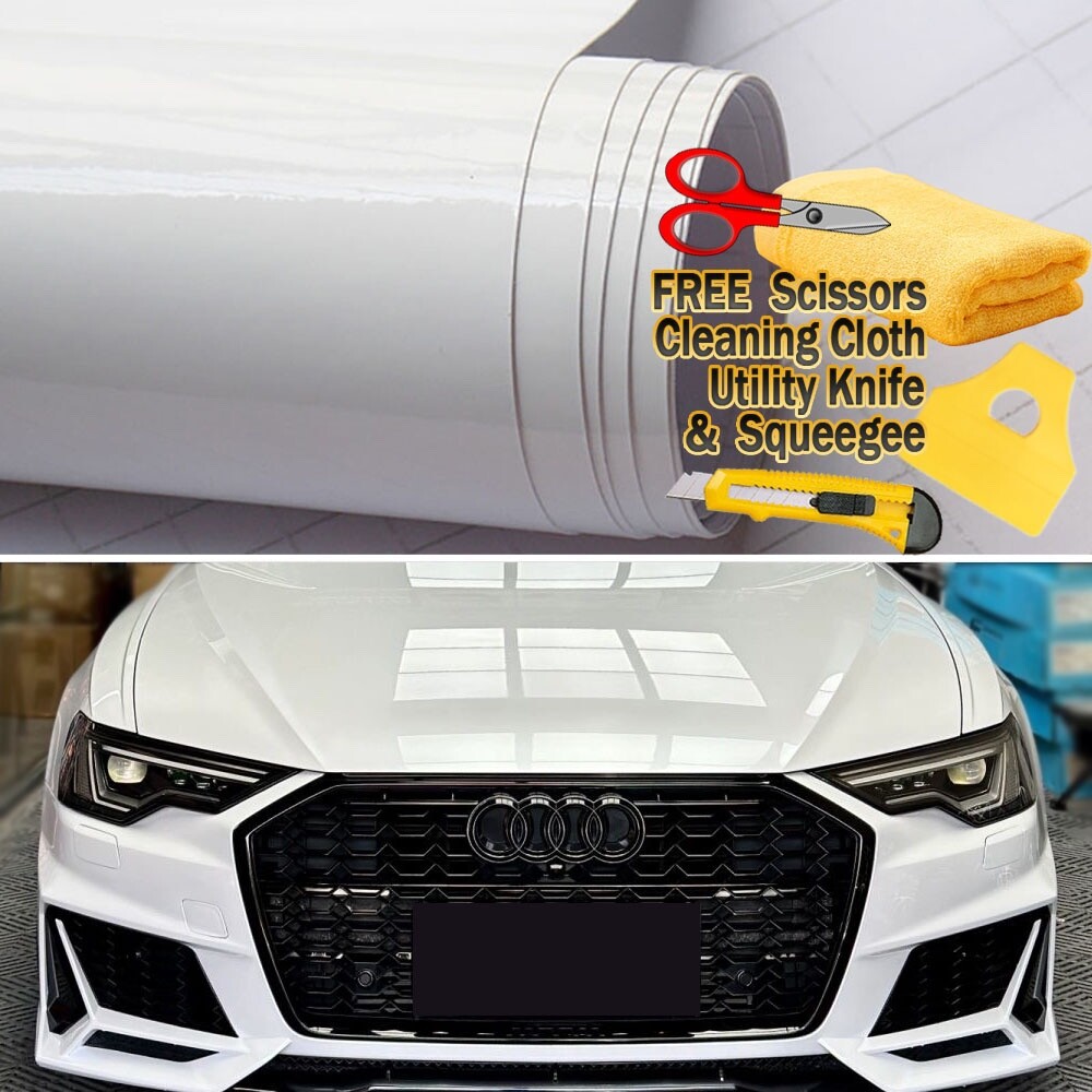 60″ x 60″ Gloss White Vinyl Film Wrap Sticker Decal Air Bubble Free 5ft x 5ft
