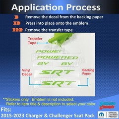 POWERED BY SRT Engine Cover Decals Charger and Challenger Scat Pack