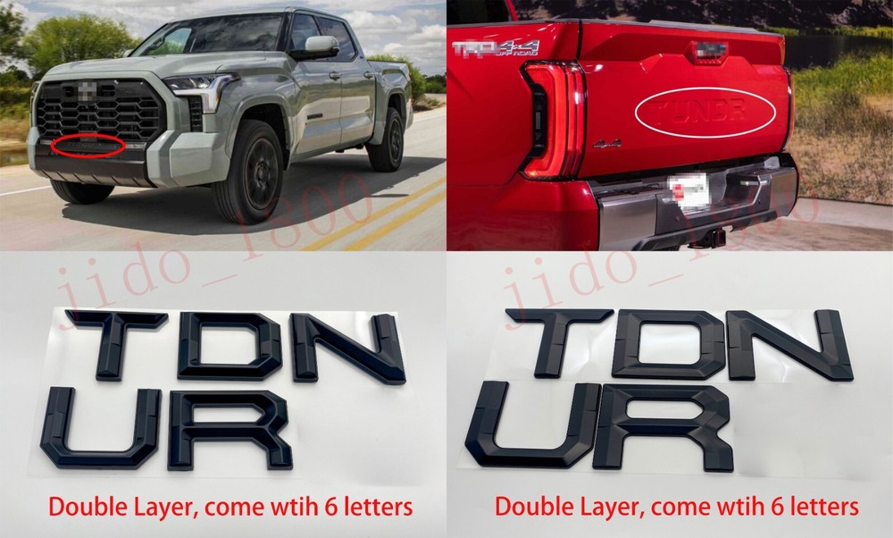 BLACK letters compatible with TOYOTA TUNDRA 2022 23 logo Front and Rear