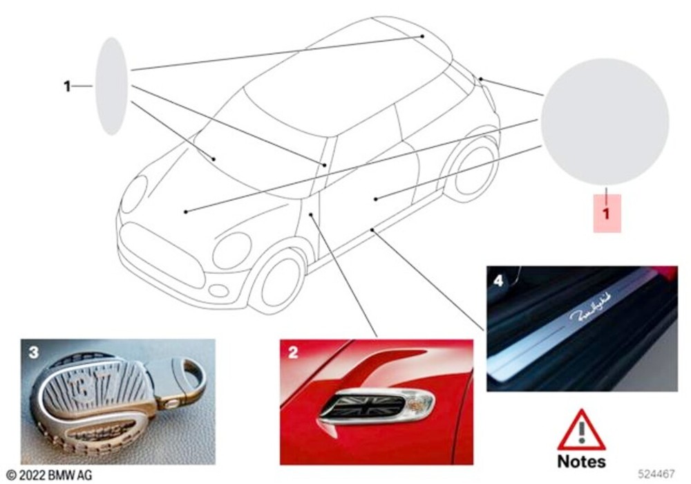 Genuine Mini Cooper JCW One Sticker Size Xs Without Polyurethane 51145A35370