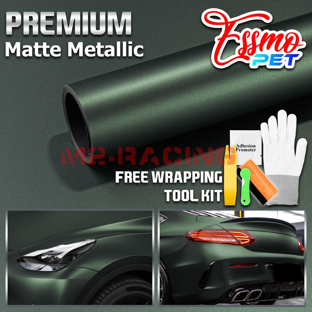 ESSMO PET Matte Metallic Wizard Green Car Vehicle Vinyl Wrap Decal Sticker