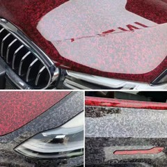 20cm*152cm High Glossy Red Forged Carbon Fiber Car Sticker Adhesive Vinyl Wrap