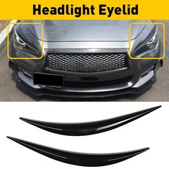 1/2set Eyelid Headlight Eyebrows Eye Brow Lid Gloss Black For Infiniti Q50 2014-