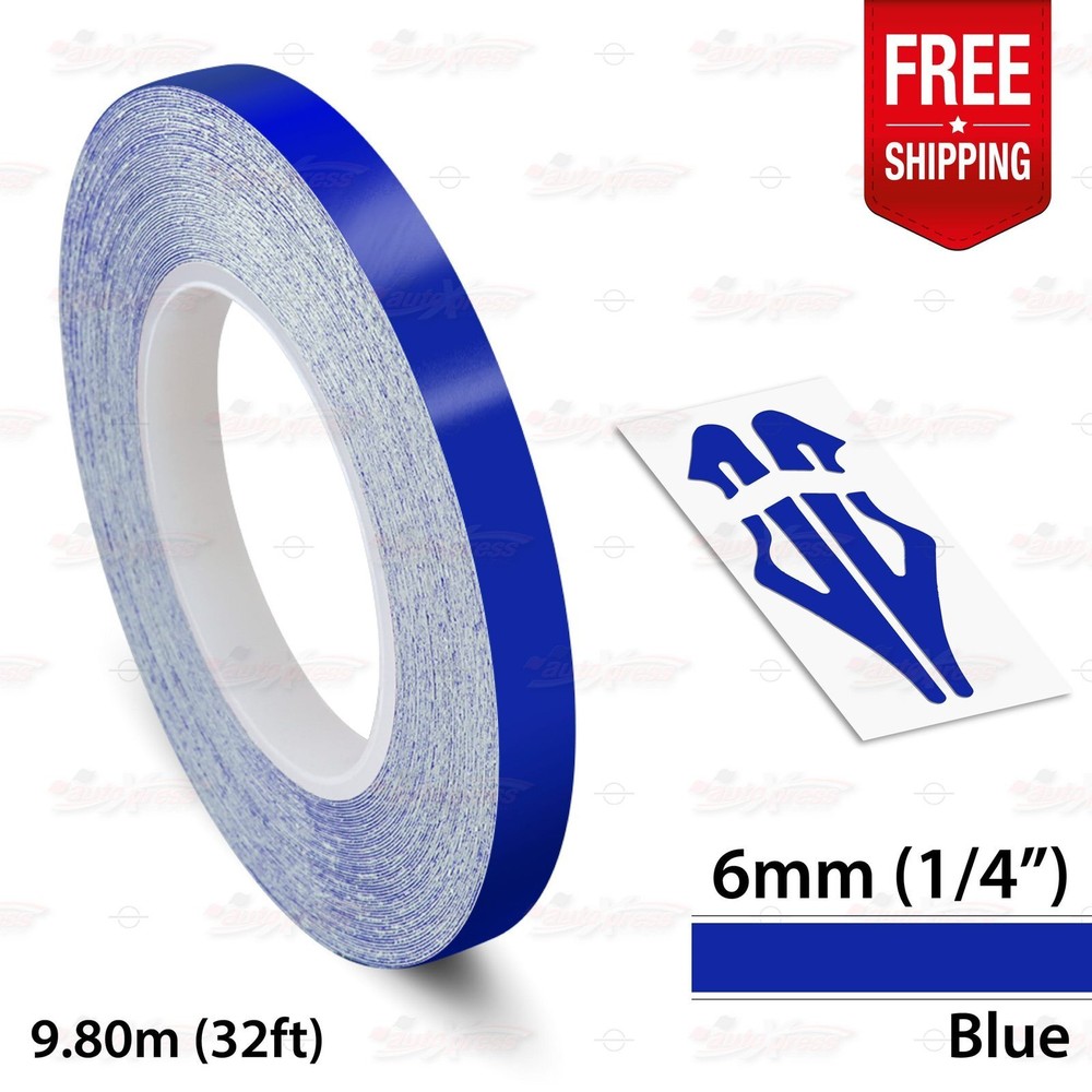 BLUE 1/4″ 6mm Roll PIN STRIPE Car PinStriping Trim Line TAPE Decal Vinyl Sticker