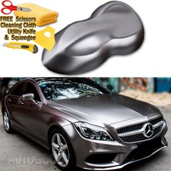 48″ x 60″ Satin Matte Chrome Metallic Dark Gray Vinyl Film Wrap Air Bubble Free