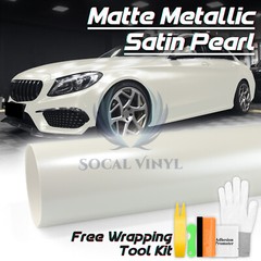 Premium Matte Metallic Satin Pearl White Vinyl Car Wrap Sticker Decal Sheet Film