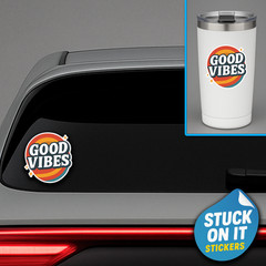 Retro Style Good Vibes UV & Waterproof Car Tumbler Vinyl Decal Sticker 346