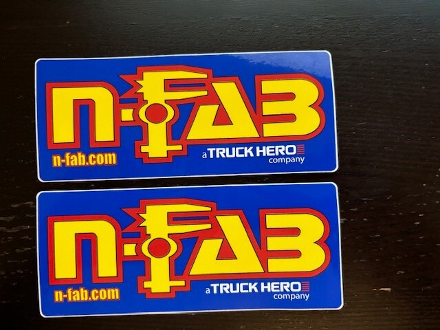 N-Fab Truck Parts BLACK YELLOW Rectangle Sticker Truck Hero 6X2.5