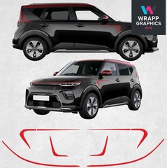 For Kia Soul Upper Door Stripe Boomerang Decal Premium Stickers Both Sides