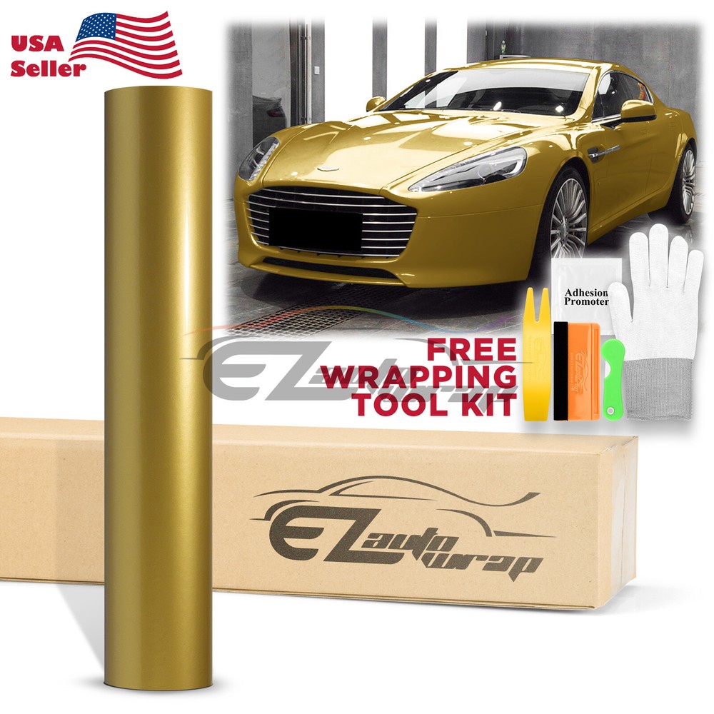 High Gloss Gold Glossy Car Vinyl Wrap Sticker Decal Sheet Film DIY Air Release
