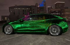 PET Damascus Steel Forged Gloss Beast Green Car Vinyl Wrap Decal Sticker Film