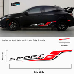 Honda Civic Sports Graphic Decal Sticker. Type-R Racing Stripes, Universal Fit.