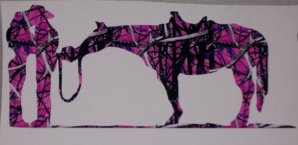 DARK PINK CAMO Coutry Love Cow girl Boy Hores Window trailer Decal Sticker