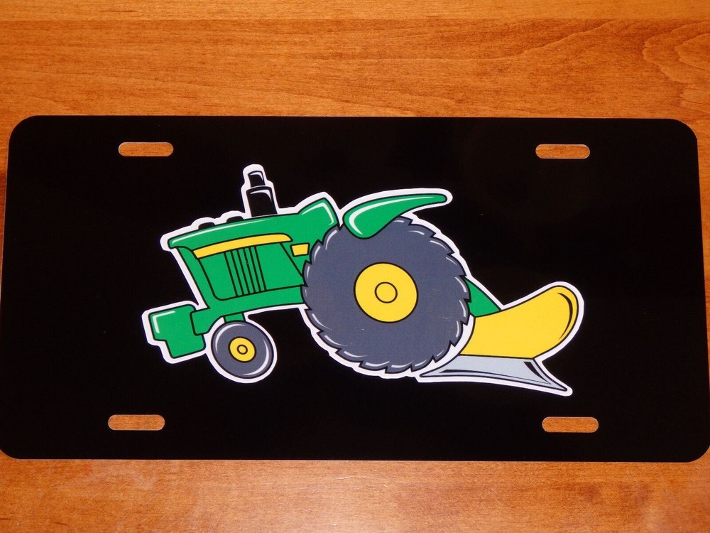 JD John Deere Original artwork Tractor LICENSE PLATE on BLACK or WHITE Aluminum