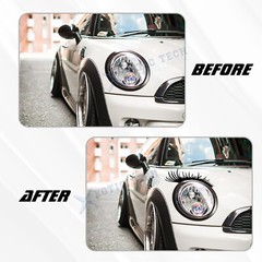 2Pair Car Black Eyelashes Decoration Decal For Headlight Fog Light Sticker Badge