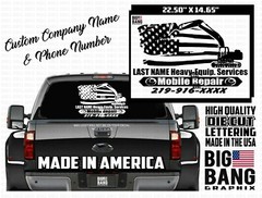 Heavy Equipment Mechanic Business Advertising Decal Sticker Truck Window Custom